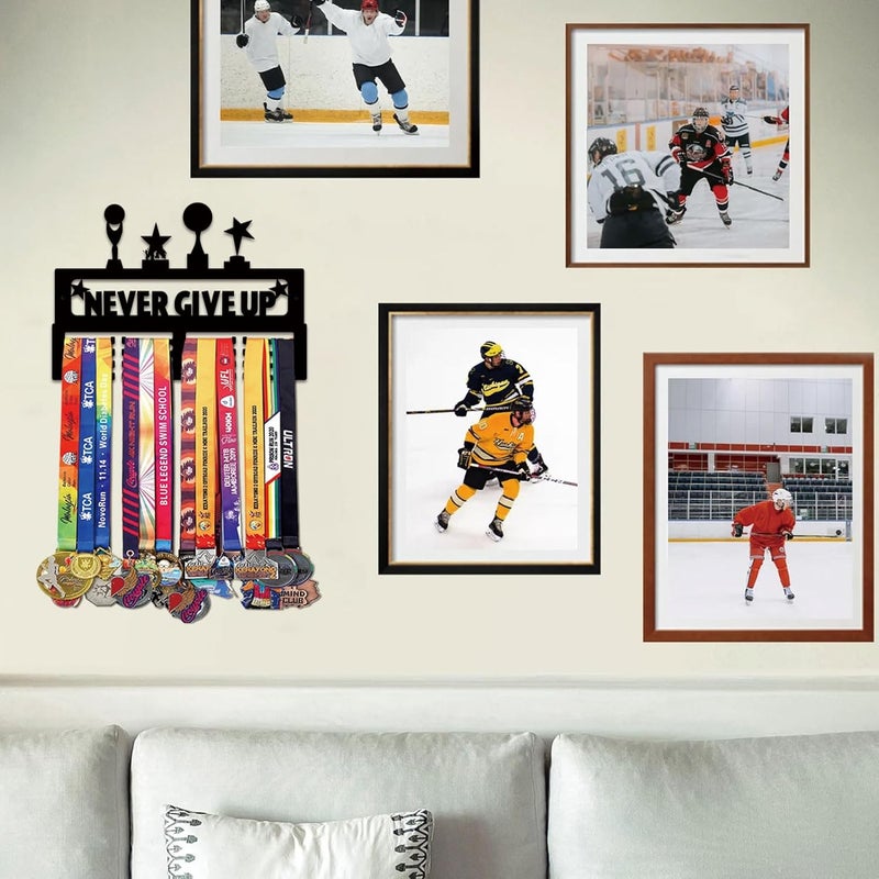 Resama Medal Hanger Holder Display Wall Rack Frame Shelf-Medal Hanger Awards Ribbon Soccer,Gymnastics,Holder Display Rack for 60 Medals - Image 5